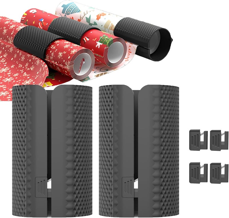Pe&Hui Wrapping Paper Cutter,2 Pack Gift Wrap Cutter with 4 Replaceable Blades for Birthdays,Holidays Gifts Crafting and Christmas Paper Rolls (Black) - Image 1
